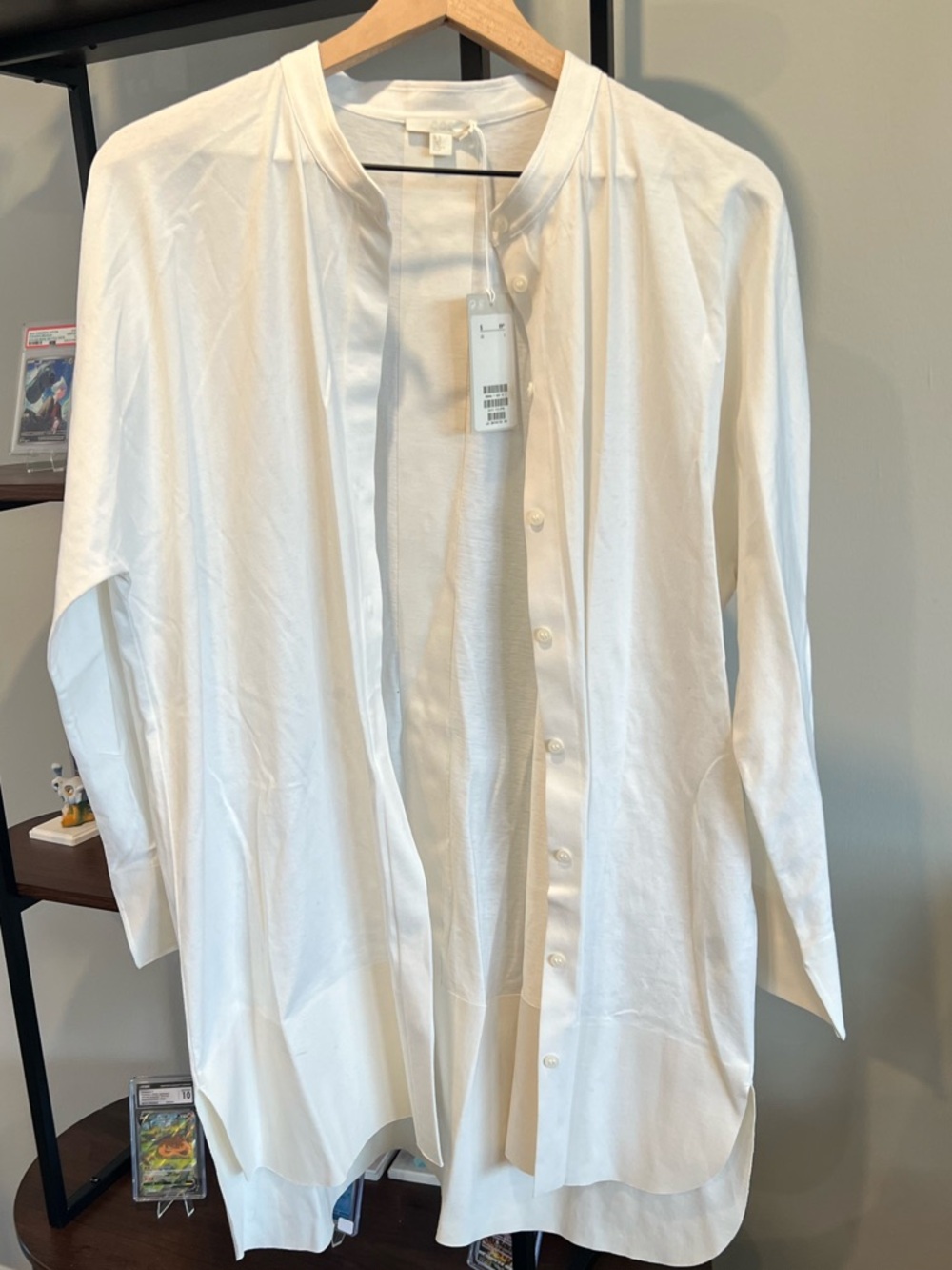 COS White Button-Front Long Cardigan